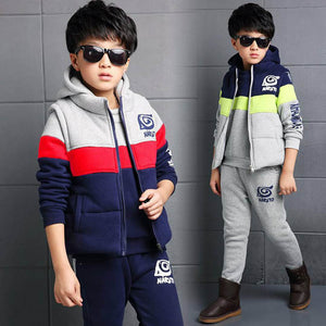 Full Sleeve Jacket Coat Tops + Pants Boys Girls Clothes 2PCS Autumn Spring Kids Clothes Hooded Children Kids Boys Clothing Set