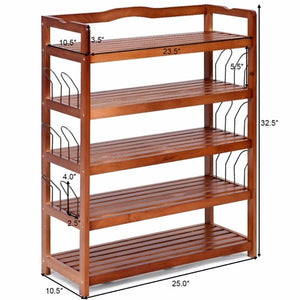 5-Tier Wooden Shoe Rack Shelf Storage