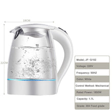 Load image into Gallery viewer, Glass 1.7L 1850W LED Illumination Electric Kettle Rapid Boiler Water Kettle Jug Home Office Drinkware Kitchen Appliance