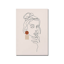Load image into Gallery viewer, Woman Face Abstract Line Poster Fashion Makeup Canvas Painting Beige Minimalist Art Print Wall Picture Living Bedroom Home Decor