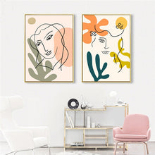 Load image into Gallery viewer, Nordic Fashion Abstract Women Face Matisse Line Drawing Poster &amp; Prints Colorful Girls Canvas Painting Wall Art Pictures Bedroom