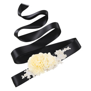 S172 New Ivory Flowers Wedding Belts Bridal Sash Bride Bridesmaid Dress Accessories Women Prom Party Dress Evening Dresses Belt