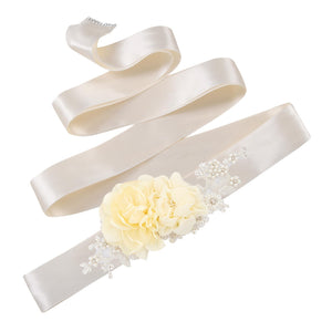 S172 New Ivory Flowers Wedding Belts Bridal Sash Bride Bridesmaid Dress Accessories Women Prom Party Dress Evening Dresses Belt