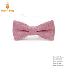 Load image into Gallery viewer, Brand New Men Bow Tie Cotton Kids Casual Butterfly Cravat Red Blue Pink Solid Bowtie Tuxedo Bows Male Parents Chlidren Butterfly