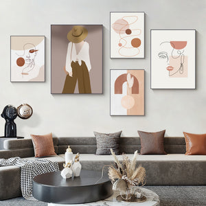 Modern Fashion Woman Poster Wall Art Abstract Line Canvas Print Vintage Pictures Nordic Poster and Print Wall Pictures for Home