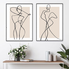 Load image into Gallery viewer, Abstract Classy Woman Line Art Print Beige Neutral Female Line Poster Room Wall Decor Fashion Romantic Canvas Painting Pictures