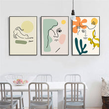 Load image into Gallery viewer, Nordic Fashion Abstract Women Face Matisse Line Drawing Poster &amp; Prints Colorful Girls Canvas Painting Wall Art Pictures Bedroom