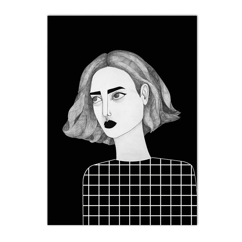 Fashion Canvas Painting Pretty Woman Posters Abstract Line Pictures Geometry Art Prints Nordic Paintings For Home Decoration