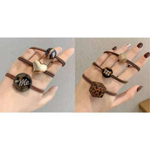 Hair Bands Combination Female Rubber Band Line Elastic Hair Band Rope Simple Retro Star Leopard Print Ponytail Female