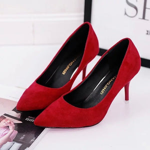 Women's Shoes Large Size Boats Shoes Woman High Heels Wedding Shoes Pumps zapatos mujer 2020 Thick Heels ladies shoes Black Red