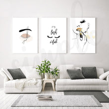Load image into Gallery viewer, Lipstick Fashion Line Woman Poster Line Eyebrow It Is Last O&#39;clock Print on Canvas Art Modern Image Living Room Girl Home Decor