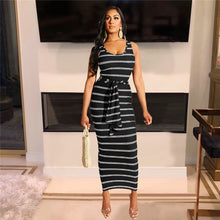 Load image into Gallery viewer, Rainbow Striped Print Casual T Shirt Dress Women One Shoulder Short Sleeve Loose Sexy Dress Summer Plus Size Midi Party Dresses