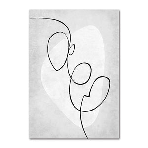 Nordic Black White Retro Fashion Women Wall Art Canvas Poster Abstract Kiss Matisse Line Print Painting Botanical Leaves Picture 1