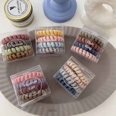 CYGJFC 4PCS Woman Solid Telephone Line Hair Ties Women Rubber Band Scrunchies Girls Elastic Hairband Ponytail Holders Headwear