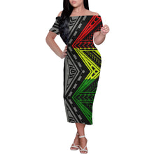 Load image into Gallery viewer, Custom Hawaiian Style Printed Long-Sleeved Polyester Dress Beach Party 2021 Plus Size Ladies Simple Dress Off-Shoulder 1