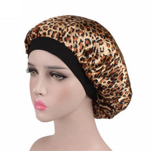 Load image into Gallery viewer, New Fshion Colorful Night Cap Wide Brim High Elastic Headband Shower Chemotherapy Cap Satin Lined Bonnet Bonnet Hat Wholesale