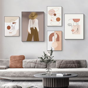 Modern Fashion Woman Poster Wall Art Abstract Line Canvas Print Vintage Pictures Nordic Poster and Print Wall Pictures for Home