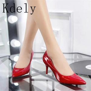 Women's Shoes Large Size Boats Shoes Woman High Heels Wedding Shoes Pumps zapatos mujer 2020 Thick Heels ladies shoes Black Red