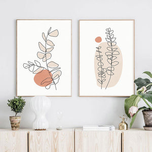 Line Art Plant Canvas Painting Girl Back view Posters And Prints Fashion Woman Wall Art Boho Style Picture For Living Room Decor