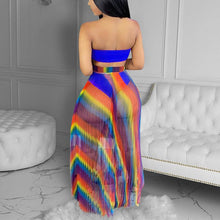 Load image into Gallery viewer, Two Piece Summer Beach Suits Tube Top &amp; See Through Maxi Skirt Set