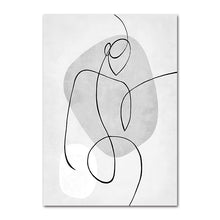 Load image into Gallery viewer, Nordic Black White Retro Fashion Women Wall Art Canvas Poster Abstract Kiss Matisse Line Print Painting Botanical Leaves Picture 1