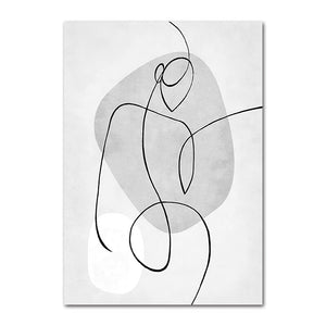 Nordic Black White Retro Fashion Women Wall Art Canvas Poster Abstract Kiss Matisse Line Print Painting Botanical Leaves Picture 1