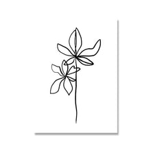 Load image into Gallery viewer, Wall Art Line Drawing Girl Print Minimalist Simple Fashion Poster Women Flower Leaf Hand Body Sketch Black White Canvas Painting