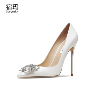 Fashion Luxury Pointed Toe Pumps High Heels Shoes For Women 2021 Party Sexy Wedding Shoes Rhinestone Stiletto Women's shoes 10cm