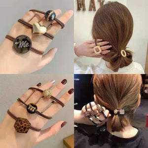 Hair Bands Combination Female Rubber Band Line Elastic Hair Band Rope Simple Retro Star Leopard Print Ponytail Female