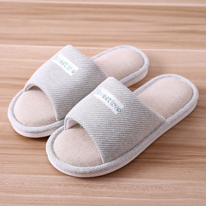 2020 Women Indoor Slippers Floor Flat Shoes Comfortable Anti-slip Home Flax Linen Slipper Woman Men House Cotton Slides