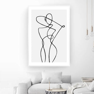 Wall Art Line Drawing Girl Print Minimalist Simple Fashion Poster Women Flower Leaf Hand Body Sketch Black White Canvas Painting