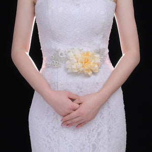 S172 New Ivory Flowers Wedding Belts Bridal Sash Bride Bridesmaid Dress Accessories Women Prom Party Dress Evening Dresses Belt