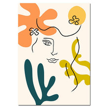 Load image into Gallery viewer, Nordic Fashion Abstract Women Face Matisse Line Drawing Poster &amp; Prints Colorful Girls Canvas Painting Wall Art Pictures Bedroom