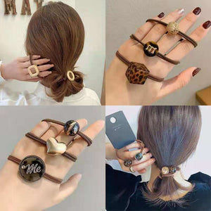 Hair Bands Combination Female Rubber Band Line Elastic Hair Band Rope Simple Retro Star Leopard Print Ponytail Female