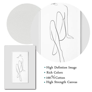 Bedroom Wall Decor Canvas Painting Get Naked Sign Canvas Art Poster One Line Sexy Woman Drawing Canvas Picture Fashion Painting
