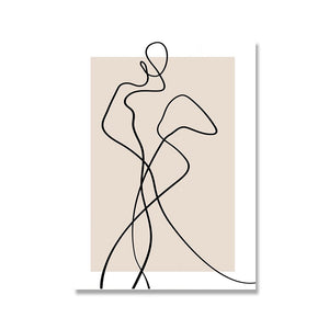 Abstract Classy Woman Line Art Print Beige Neutral Female Line Poster Room Wall Decor Fashion Romantic Canvas Painting Pictures