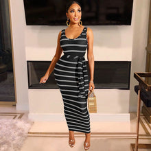 Load image into Gallery viewer, Rainbow Striped Print Casual T Shirt Dress Women One Shoulder Short Sleeve Loose Sexy Dress Summer Plus Size Midi Party Dresses