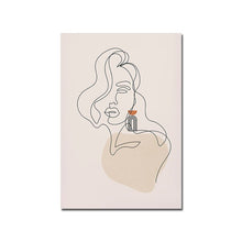 Load image into Gallery viewer, Woman Face Abstract Line Poster Fashion Makeup Canvas Painting Beige Minimalist Art Print Wall Picture Living Bedroom Home Decor