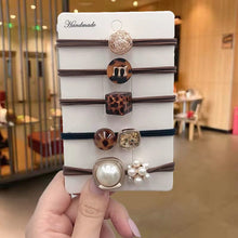 Load image into Gallery viewer, Hair Bands Combination Female Rubber Band Line Elastic Hair Band Rope Simple Retro Star Leopard Print Ponytail Female