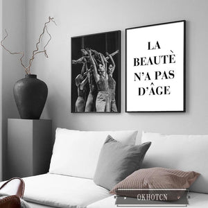 Nordic Fashion White Cotton Dance Girls Canvas Painting Abstract Woman Line Drawing Posters and Prints Wall Art Pictures