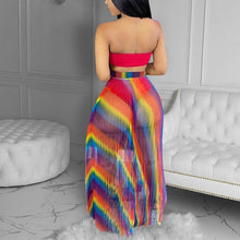 Load image into Gallery viewer, Two Piece Summer Beach Suits Tube Top &amp; See Through Maxi Skirt Set