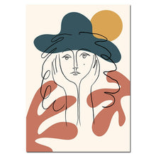 Load image into Gallery viewer, Nordic Fashion Abstract Women Face Matisse Line Drawing Poster &amp; Prints Colorful Girls Canvas Painting Wall Art Pictures Bedroom