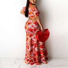 Load image into Gallery viewer, Floral Printed Dress Suits Off Shoulder Tube Top &amp; Maxi Skirt Set