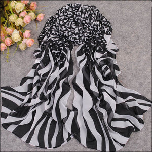Long Chiffon Silk scarves 1PC 50*160cm Sexy Design Leopard  Zebra Line Print Woman Lady scarves Muffler P5A16274