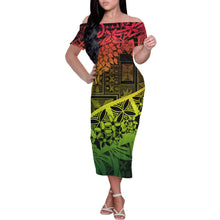 Load image into Gallery viewer, Custom Hawaiian Style Printed Long-Sleeved Polyester Dress Beach Party 2021 Plus Size Ladies Simple Dress Off-Shoulder 1
