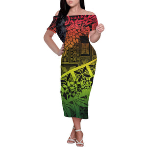 Custom Hawaiian Style Printed Long-Sleeved Polyester Dress Beach Party 2021 Plus Size Ladies Simple Dress Off-Shoulder 1