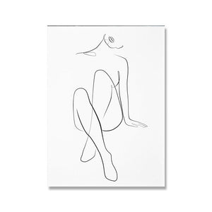 Bedroom Wall Decor Canvas Painting Get Naked Sign Canvas Art Poster One Line Sexy Woman Drawing Canvas Picture Fashion Painting