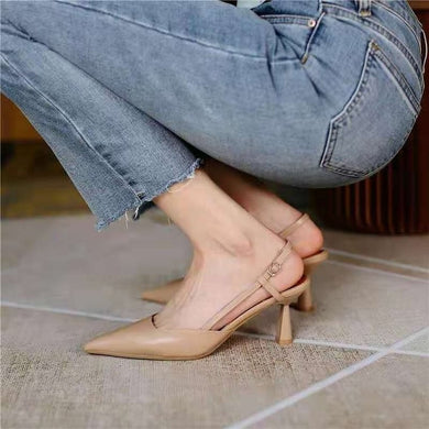 Salu High Thin Heels Sandals for Woman Basic Model Genuine Leather Casual 34-40 Size Sandals Women Pointed Toe Womans Shoes