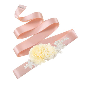 S172 New Ivory Flowers Wedding Belts Bridal Sash Bride Bridesmaid Dress Accessories Women Prom Party Dress Evening Dresses Belt