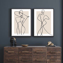 Load image into Gallery viewer, Abstract Classy Woman Line Art Print Beige Neutral Female Line Poster Room Wall Decor Fashion Romantic Canvas Painting Pictures